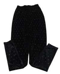 Černé puntíkaté sametové legíny Dunnes