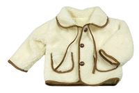 Smetanová huňatá zateplená bunda s límečkem