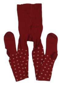 Tmavočervené puntíkaté punčocháče Alive