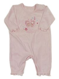 Světlerůžový sametový overal s motýlem a výšivkami květin George