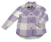 Levandulovo-biela kockovaná vlnená košeľová bunda F&F