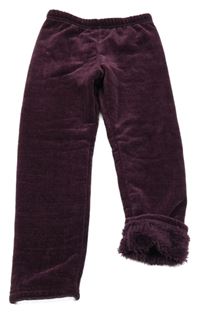 Vínové žebrované plyšové zateplené legíny Topolino