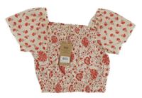 Nové - Béžová kvetovaná crop blúzka Next