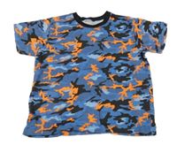 Modro-černo-oranžové army tričko