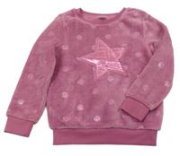 Vínová bodkovaná á chlpatá mikina s hviezdou Little Kids