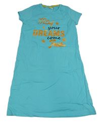 Azurová nočná košeľa s nápisom a hviezdami BPC