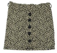 Hnedo-čierna vzorovaná rebrovaná sukňa s gombíkmi Primark