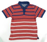 Červeno-tmavomodro-bílé pruhované polo tričko Matalan