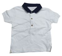 Bielo-tmavomodré vzorované polo tričko Primark