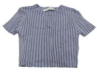 Svetlomodré rebrované úpletové crop tričko H&M
