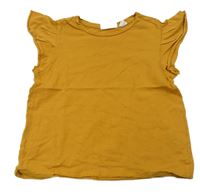 Okrové tričko s volánikmi mango