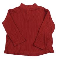Vínové rebrované úpletové tričko Zara