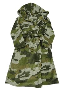 Khaki army plyšový župan s kapucňou M&S