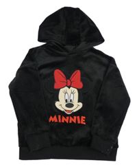 Čierna zamatová mikina s Minnie a kapucňou Disney