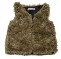 Hnedá kožušinová podšitá vesta