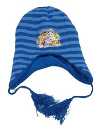 Modrá pruhovaná pletená podšitá čepice s Tlapkovou patrolou 