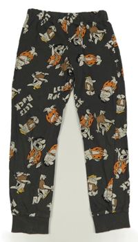 Tmavošedé pyžamové kalhoty s obrázky 