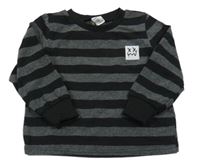 Černo-šedé pruhované triko s výšivkou Shein