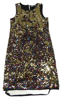 Čierno-zlato-farebné flitrové podšité šaty M&S