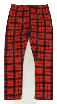 Červeno-černé kostkované legíny