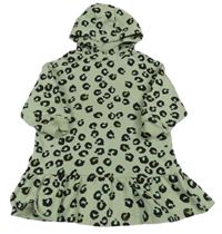 Zeleno-černé teplákové leopardí šaty s kapucí Next