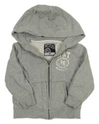 Sivá melírovaná prepínaci mikina s potlačou a kapucňou C&A