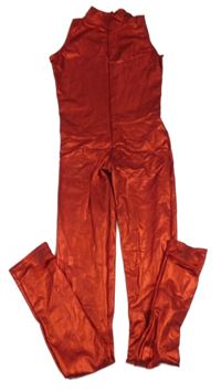 Černý lesklý elastický kalhotový overal 