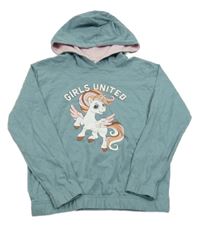 Modré triko s jednorožcem a kapucí Dopodopo