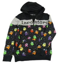 Čierno-farebná mikina s Among us a kapucňou