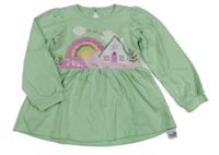 Nové - zelené teplákové šaty s obrázkom dunnes