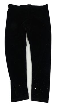 Čierne zamatové trblietavé legíny F&F