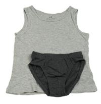 2 set - Sivý melírovaný nátělník + tmavosivé slipy