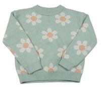 Mintový sveter s kvetinami C&A
