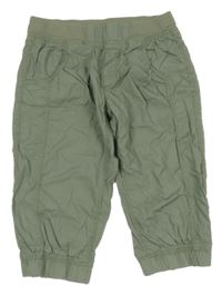 Khaki crop plátenné nohavice s úpletovým pasom Page one young