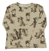 Béžové triko s kočkami H&M