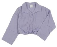 Lila crop halenka s uzlem Zara