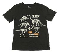 Tmavosivé tričko s dinosaurami H&M