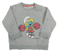 Sivá trblietavá mikina so Šmoulinkou H&M