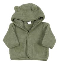 Khaki huňatá podšitá propínací mikina s kapucí Next