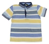 Světlemodro-modro-žlté pruhované polo tričko George