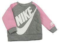 Šedo-růžová mikina s logem Nike