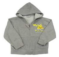 Sivá prepínaci mikina s Pokémony a kapucňou