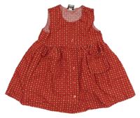 Červené vzorované menšestrové šaty s kapsičkou