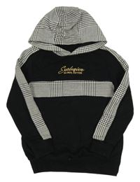 Čierno-biela mikina so vzorom a pruhom s nápismi zn. George