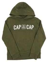 Khaki mikina s potlačou a kapucňou Okaidi