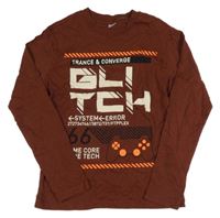 Hnědé triko s nápisy ZEEMAN 