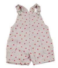 Světlerůžové riflové laclové kraťasy se srdíčky a volánky Primark