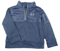 Šedomodrá sportovní mikina se šusťákovým prvkem a logem Under Armour
