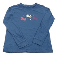 Tmavomodré pyžamové tričko s jednorožcami Lily & Dan