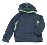 Tmavomodro-zelená mikina s nápisom a kapucňou Reebok